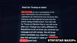 Photo by: STRF/STAR MAX/IPx 2020 10/22/20 Threatening emails have been received by Democratic voters insiting they vote for Donald Trump, alledgedly from 'The Proud Boys'. The U.S governmment has now concluded that Iran and Russia had obtained voter…