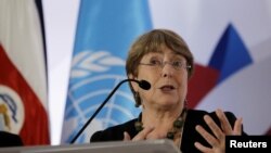 FILE - U.N. High Commissioner for Human Rights Michelle Bachelet.