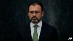 Mexico's new Foreign Relations Secretary Luis Videgaray attends a press conference at the Los Pinos presidential residence in Mexico City, Jan. 4, 2017.
