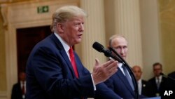 ԱՄՆ և Ռուսաստանի նախագահներ Դոնալդ Թրամփն ու Վլադիմիր Պուտինը։ Հելսինկի, Ֆինլանդիա, հուլիսի 16, 2018թ․։