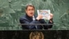 El entonces presidente de Honduras, Juan Orlando Hernández, captado durante su disertación ante la Asamblea General de la Organización de Naciones Unidas, en Nueva York, en septiembre de 2021. 