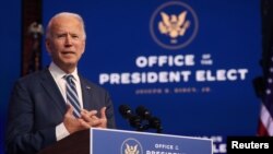 ប្រធានាធិបតី​ជាប់​ឆ្នោត​លោក Joe Biden ថ្លែង​អំពី​ការ​ថែទាំ​សុខភាព នៅ​ក្រុង Wilmington រដ្ឋ Delaware ថ្ងៃទី១០ ខែវិច្ឆិកា ឆ្នាំ២០២០។ 