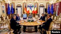 Lideri Italije, Francuske, Nemačke i Rumunije na sastanku sa ukrajinskim predsednikom u Kijevu (Foto: Reuters/Ludovic Marin/Pool )