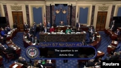 Senado americano durante a votação no julgamento de ex-Presidente Donald Trump