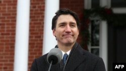 Waziri mkuu wa Canada Justin Trudeau akizungumza katika mkutano na waandishi wa habari, Ottawa, Canada, Januari 6, 2025. Picha ya AFP