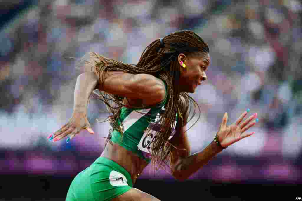 Nigeria's Regina George competes in the women's 400m semifinals at the athletics event of the London 2012 Olympic Games on August 4, 2012 in London. 
