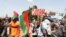 Supporters of Burkina Faso's new junta protest against the arrival of ECOWAS delegation in Ouagadougou
