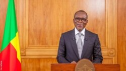 Patrice Talon, lors de son discours à l'occasion des 60 ans d'indépendance, à Cotonou, Bénin, le 31 juillet 2020. (VOA/Ginette Fleure Adandé)