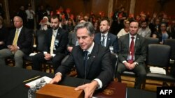 Sekretari i Shtetit Antony Blinken gjatë dëshmisë së dhënë në Komisionin e Senatit për Marrëdhënie me Jashtë 