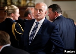 White House Chief of Staff John Kelly stands in the East Room of the White House in Washington, July 31, 2017.