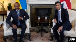 Rais wa Rwanda Paul Kagame na Waziri Mkuu wa Uingereza Rishi Sunak walipokutana mjini London tarehe 9, Aprili, 2024.
