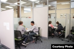 Students meet for tutoring at the John Crosland Jr. Center for Teaching and Learning at Davidson College in Davidson, North Carolina.