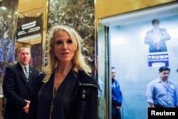 Campaign manager Kellyanne Conway arrives at Republican president-elect Donald Trump's Trump Tower in New York, Nov. 12, 2016.