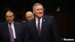 Representative Mike Pompeo (R-KS) arrives to testify before a Senate Intelligence hearing on his nomination to head the CIA on Capitol Hill in Washington, Jan. 12, 2017.