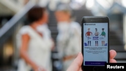 A screenshot showing the tracking application StopCovid is seen on a mobile phone in this illustration picture taken in Nantes, France, June 2, 2020.