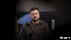 Ukrajinski predsednik Volodimir Zelenski na konferenciji za novinare u Kjievu, 23. april 2022.