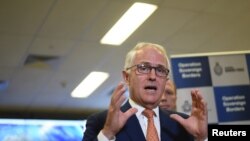 （资料图）澳大利亚总理特恩布尔对媒体讲话。