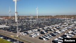 比利时的泽布吕赫港停满新运抵的汽车。（2024年10月24日）