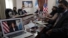 Vista de la reunión virtual entre el presidente de Guatemala, Alejandro Giammattei, y la vicepresidenta de Estados Unidos, Kamala Harris, el 26 de abril de 2021. Foto cortesía del Equipo de Comunicación de la Presidencia de Guatemala.