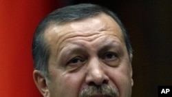 Turkish Prime Minister Recep Tayyip Erdogan addresses lawmakers from his ruling party at the parliament in Ankara, Turkey, Tuesday, March 2, 2010