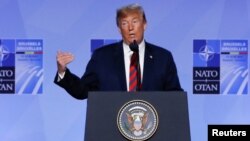El presidente de EE.UU., Donald Trump, ofreció una conferencia de prensa tras participar en la cumbre de la OTAN en Bruselas el jueves, 12 de julio de 2018.