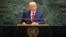 美国总统唐纳德·特朗普在纽约联合国总部举行的第80届联大上发表演讲。(2025年9月23日)