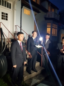 North Korea's chief nuclear negotiator Kim Myong Gil is seen outside the North Korean embassy in Stockholm, Oct. 5, 2019.