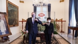 美国国务期蓬佩奥2020年10月29日与印度尼西亚外长马尔苏迪会晤（印尼外交部照片）