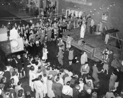 FILE - Greenwich Village in New York City, where anything can and generally does happen, held an old fashioned block party in which residents from all boroughs attended, June 21, 1946. (AP Photo/Ed Ford)