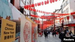 倫敦唐人街。（2021年2月11日）