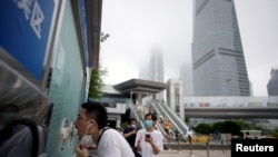 中國上海的一個新冠核酸檢測站