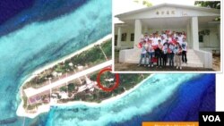 太平岛和岛上的南沙医院（2015年11月25日，图片来源：台湾海洋事务与政策会秘书长王冠雄）