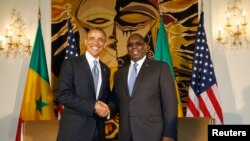 Les présidents Barack Obama et Macky Sall au palais présidentiel, à Dakar