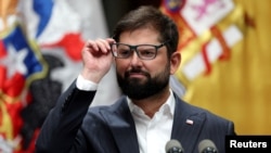 El presidente de Chile, Gabriel Boric, durante una conferencia de prensa.