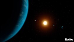 This illustration shows the seven-member TRAPPIST-1 planetary system as the planets might look as viewed from Earth using a fictional, incredibly powerful telescope. (Image credit: NASA/JPL-Caltech/R. Hurt (IPAC))