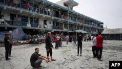 د مرکزي غزې په نوصیرات کې یو ښوونځی چې د اسرائیل د هوايي برید هدف ګرځېدلی. 