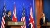 美国国务卿布林肯和英国外交大臣拉布在英国伦敦举行的七国集团外长会议期间举行双边会谈后举行联合新闻发布会。（2021年5月3日）