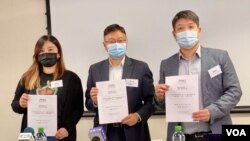 香港民意研究所7月9日公佈最新民意調查顯示，41%民主派支持者認同民主派區議員應該拒絕宣誓、直接辭職。(美國之音: 湯惠芸拍攝)