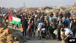 2025年1月27日，大批巴勒斯坦人從加沙走廊南部穿過內札里姆走廊進入加沙城。