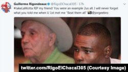 Один із твітів Рігондо