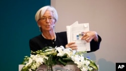La Directrice du Fonds monétaire international (FMI) Christine Lagarde lors d'une session du Séminaire du G20 sur la réforme structurelle. 26 février 2016 (Photo AP)