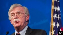 National security adviser John Bolton unveils the Trump administration's Africa strategy at the Heritage Foundation in Washington, Dec. 13, 2018. 