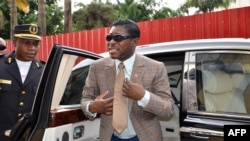 Teodorin Obiang Nguema, fils du président de la Guinée équatoriale, à Malabo, la capitale équato-guinéenne pour célébrer son 41ème anniversaire, le 25 juin 2013.