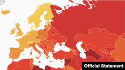 Karta Indeksa percepcije korupcije u 2022. koju je objavio Transparensi interenešenal na svom sajtu, 31. januara 2022. (Foto: Skrinšot)