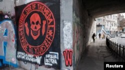 Mural koji prikazuje privatnu vojnu grupu Wagner na zidu u Beogradu, Srbija, 18. januar 2023. REUTERS/Marko Đurica