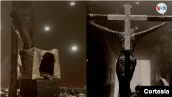 Interior de la capilla de la Sangre de Cristo en la Catedral tras el incendio. [Foto: Cortesía del Hogar Zacarias Guerra]