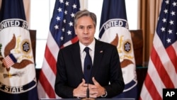 រូបឯកសារ៖ រដ្ឋមន្ត្រី​ការបរទេស​សហរដ្ឋ​អាមេរិក លោក Antony Blinken ថ្លែង​អំពី​របាយការណ៍​ប្រចាំ​ឆ្នាំ​របស់​ក្រសួង​ការបរទេស​សហរដ្ឋ​អាមេរិក​ស្ដីពី​«ការជួញដូរ​មនុស្ស» នៅ​រដ្ឋធានី​វ៉ាស៊ីនតោន ថ្ងៃទី១ ខែកក្កដា ឆ្នាំ២០២១។