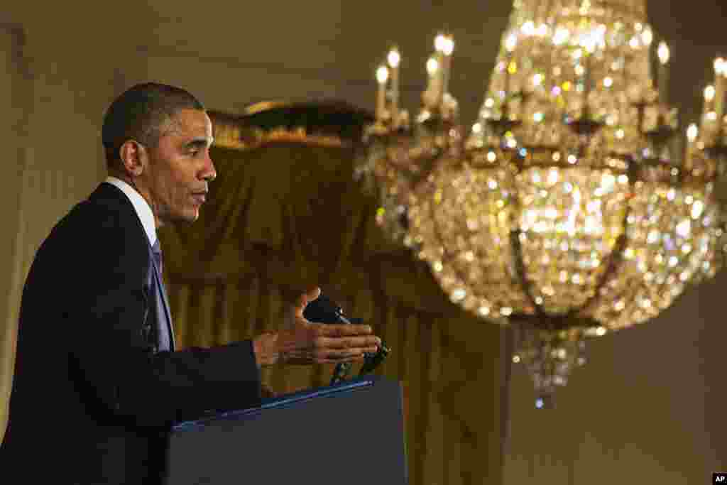 President Barack Obama speaks during a news conference, telling Americans who voted for change: "I hear you," in the East Room of the White House,&nbsp; Nov. 5, 2014, in Washington. 
