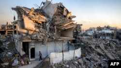 Picha ya majengo yaliyoporomoka Jabalia kaskazini mwa Ukanda wa Gaza, March 1, 2025.