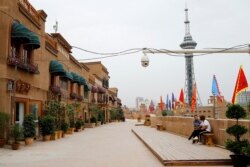 FILE PHOTO: A security camera is seen in a renovated section of the Old City in Kashgar, Xinjiang